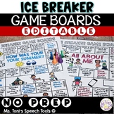 First Week of School Ice Breaker Editable Game Boards | Ge