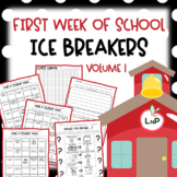 First Week of School Ice Breakers for Back to School Volume 1
