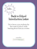 First Week of School Introduction Letter- Back to School