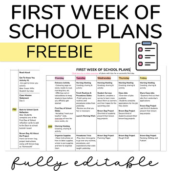 Preview of First Week of School Lesson Plans for 4th Grade, 5th Grade, and 6th Grade