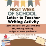 First Week of School Letter to Teacher Assignment
