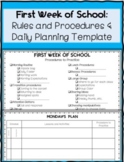 First Week Planning | Rules and Procedures | Fillable | Be