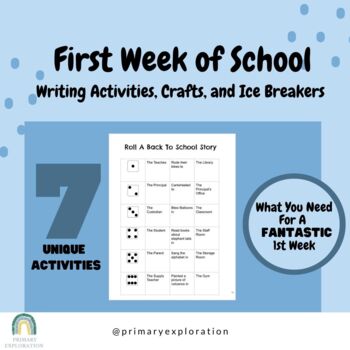 Preview of First Week of School: Writing Activities, Crafts, and Ice Breakers for Primary