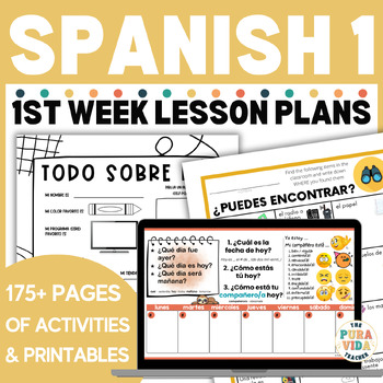 Preview of First Week of Spanish Class - 1st Week Spanish Class Lesson Plans