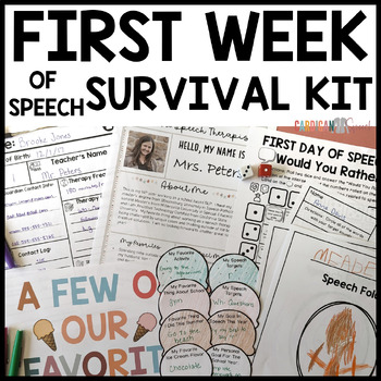 Preview of First Week of Speech Therapy Survival Kit Back To School Activities & Templates