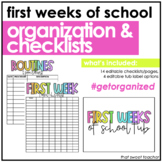 First Weeks of School | Organization Checklists
