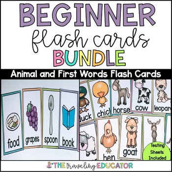 Preview of First Words and Animal Flash Cards Bundle