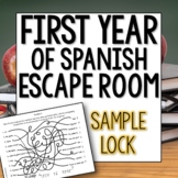 First Year Spanish Novice Escape Room Free Sample Lock Bac