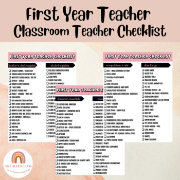Preview of First Year Teacher- Classroom Checklist- Supply List, Classroom Necessities