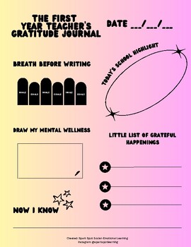 Preview of First Year Teacher's Gratitude Journal