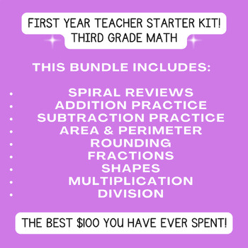 Preview of First Year Teaching Third Grade Math Year Long Kit - Math Resources & Reviews