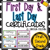 First and Last Day of School Certificates (PreK-Second Grade)