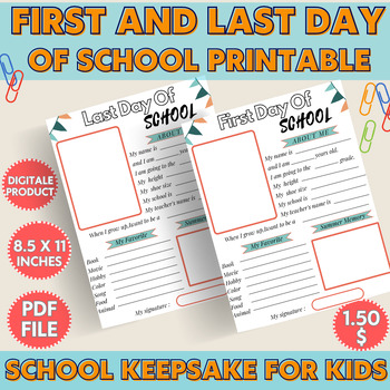 First and Last Day of School Printable | 2023 | Back to School Interview.