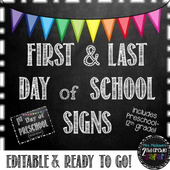 Preview of First and Last Day of School Signs-Chalkboard Edition