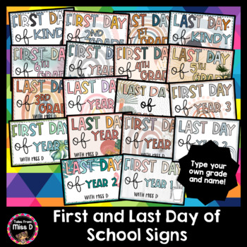 Preview of First and Last Day of School Signs FREEBIE