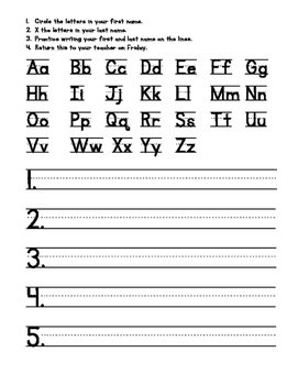 First and Last Name Practice Homework by KinderRoo Land | TPT