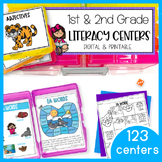 First and Second Grade Literacy Centers Bundle - Digital and Printable