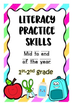 Preview of NO PREP First and Second Grade Literacy Skills Worksheet Bundle MID/END YEAR