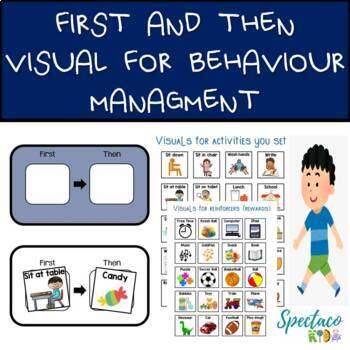 Preview of First and Then Visuals for Autism and Behavior Management| printable