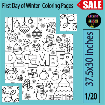 Preview of First day of Winter Collaborative Posters Art Coloring Pages -December