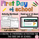 First day of school digital stand up sit down and printabl