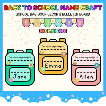 Preview of First day of school name craft l back to school Door Decor & Bulletin Board