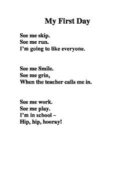 First Day Poem by Susie Baker | Teachers Pay Teachers