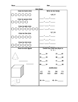 Preview of First grade-math common core boxes