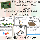 First grade reading phonics card game BUNDLE: cvc, ccvc, c