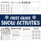 First grade snow no prep worksheets - math and language arts