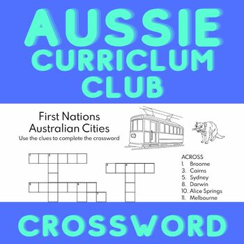 First nations cities crossword by The Aussie Curriculum Club TPT