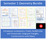 First semester High School Geometry Bundle with Videos