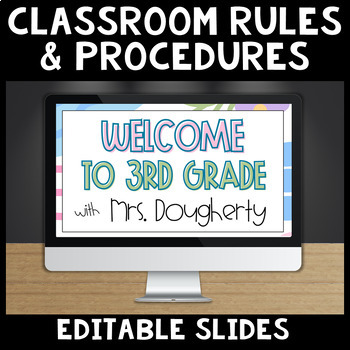 Preview of First week back to school classroom rules & procedures SLIDES Editable in Canva