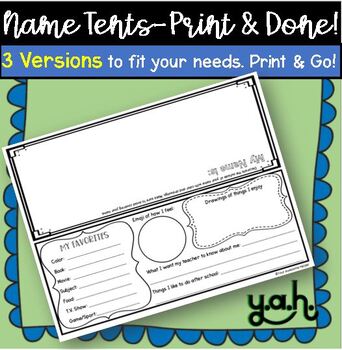 Preview of First week of school Name Tent Tag - All About me Favorite Emoji Printable easy