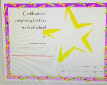 Preview of First week of school certificate