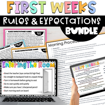 Preview of First weeks back to school Classroom Rules, procedures, expectations HUGE BUNDLE