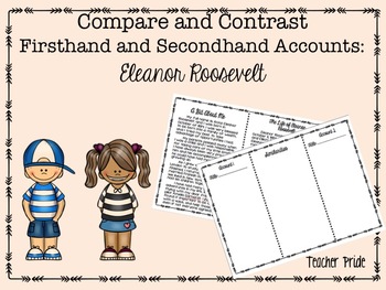 Preview of Firsthand and Secondhand Account Compare and Contrast: Eleanor Roosevelt