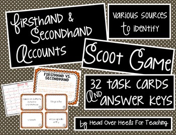 Preview of Firsthand and Secondhand Accounts Scoot Game {Task Cards}