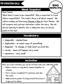 FirstieLiteracy® First Grade Home Connection - Newsletters by Tara West