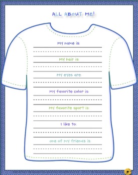 Grade One ALL ABOUT ME! T-Shirts & Writing Projects by Brenda Barron