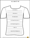 BACK TO SCHOOL: Grade One ALL ABOUT ME T-Shirts & Activities