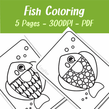 Fish Bright Coloring Pages For Adults and Children 5 Pages by Easy Hop
