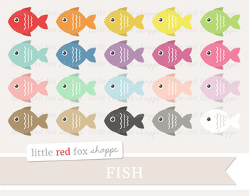 Fish Clipart; Animal, Ocean, Beach, Sea by Little Red Fox Shoppe