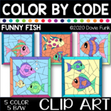 Funny Fish Color by Number or Code Clip Art Sea Life