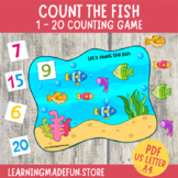 Fish Counting Activity, Numbers 1-20 Count, Ocean Theme, Summer Math Centers