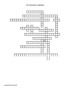 Fish Echinoderms and Amphibians Crossword for Biology II TpT
