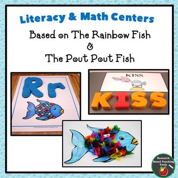 Preview of Rainbow Fish & The Pout Pout Fish:  Literacy & Math Center Bundle
