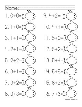 Fish Math Fact Matching Game -- Math Center Activity by Leticia Gallegos