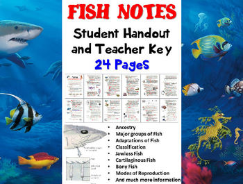 Preview of Fish Notes Handout and Teacher Key (Biology & Zoology )