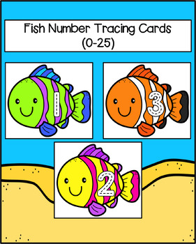 Preview of Fish Number Tracing Cards (0-25)